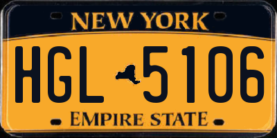 NY license plate HGL5106