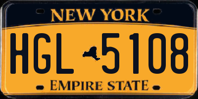 NY license plate HGL5108