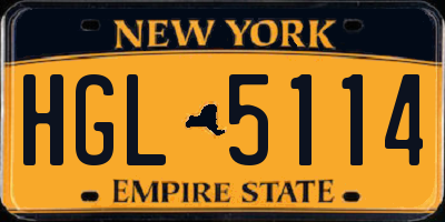 NY license plate HGL5114