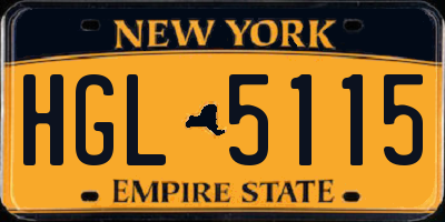 NY license plate HGL5115