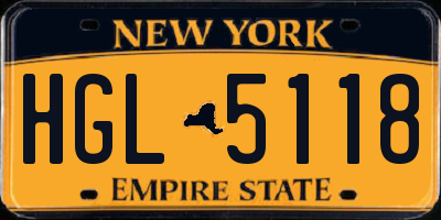 NY license plate HGL5118