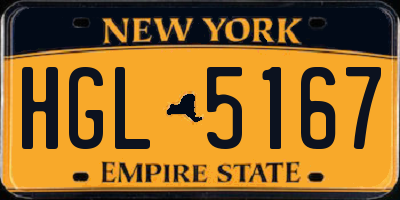 NY license plate HGL5167