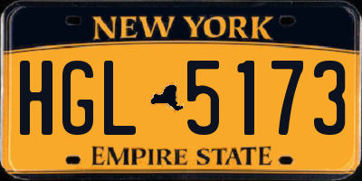 NY license plate HGL5173