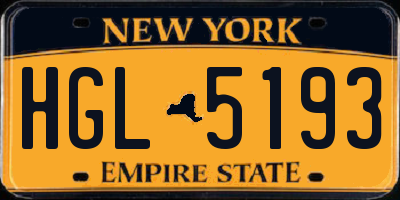 NY license plate HGL5193