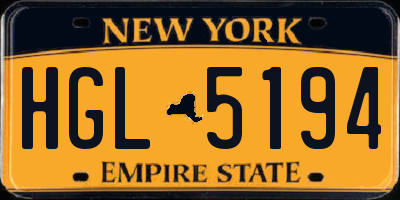 NY license plate HGL5194