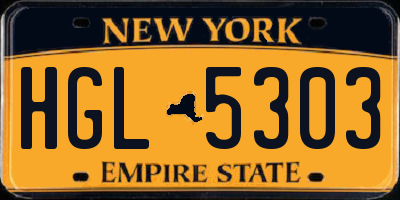 NY license plate HGL5303