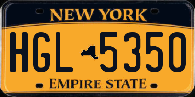 NY license plate HGL5350