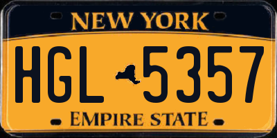 NY license plate HGL5357