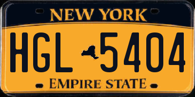 NY license plate HGL5404