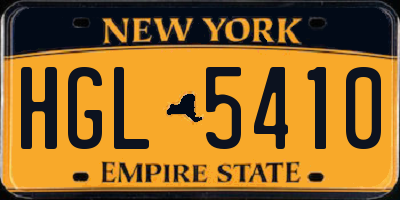 NY license plate HGL5410