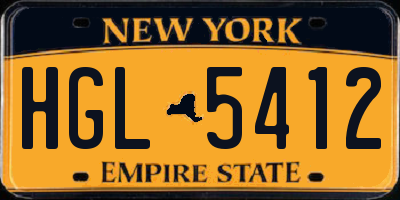 NY license plate HGL5412