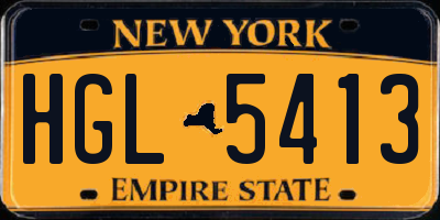 NY license plate HGL5413