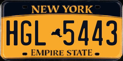 NY license plate HGL5443