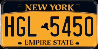 NY license plate HGL5450