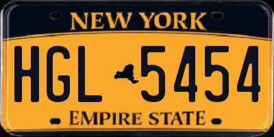 NY license plate HGL5454