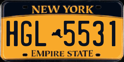 NY license plate HGL5531