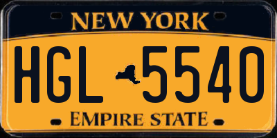 NY license plate HGL5540