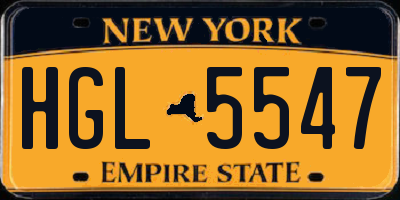 NY license plate HGL5547