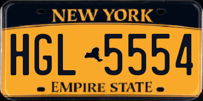 NY license plate HGL5554