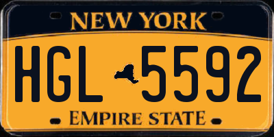 NY license plate HGL5592