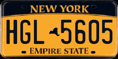 NY license plate HGL5605