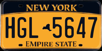 NY license plate HGL5647