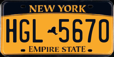 NY license plate HGL5670