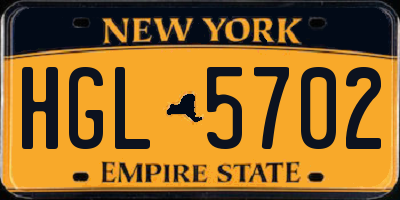 NY license plate HGL5702