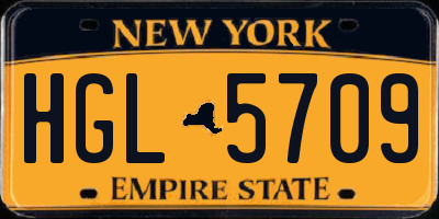 NY license plate HGL5709