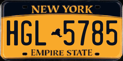 NY license plate HGL5785