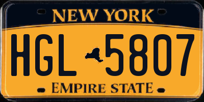 NY license plate HGL5807