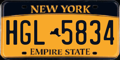 NY license plate HGL5834
