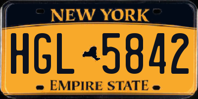 NY license plate HGL5842