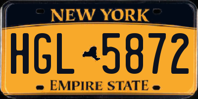 NY license plate HGL5872