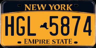 NY license plate HGL5874