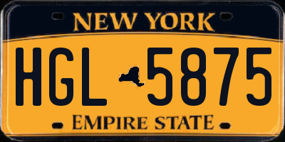 NY license plate HGL5875