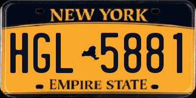 NY license plate HGL5881