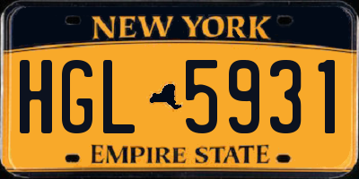 NY license plate HGL5931