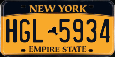 NY license plate HGL5934