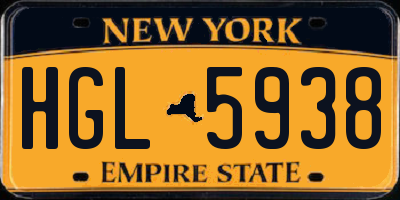 NY license plate HGL5938