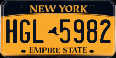 NY license plate HGL5982