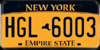NY license plate HGL6003