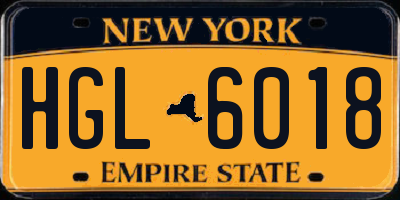 NY license plate HGL6018