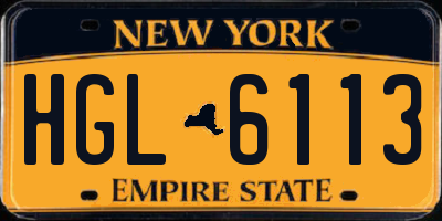 NY license plate HGL6113