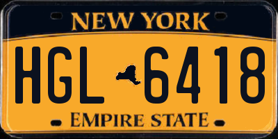 NY license plate HGL6418