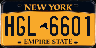 NY license plate HGL6601