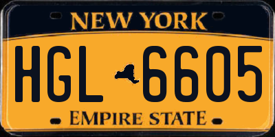 NY license plate HGL6605