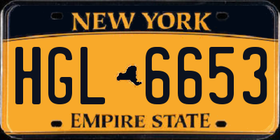 NY license plate HGL6653