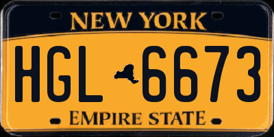 NY license plate HGL6673