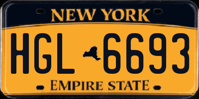 NY license plate HGL6693